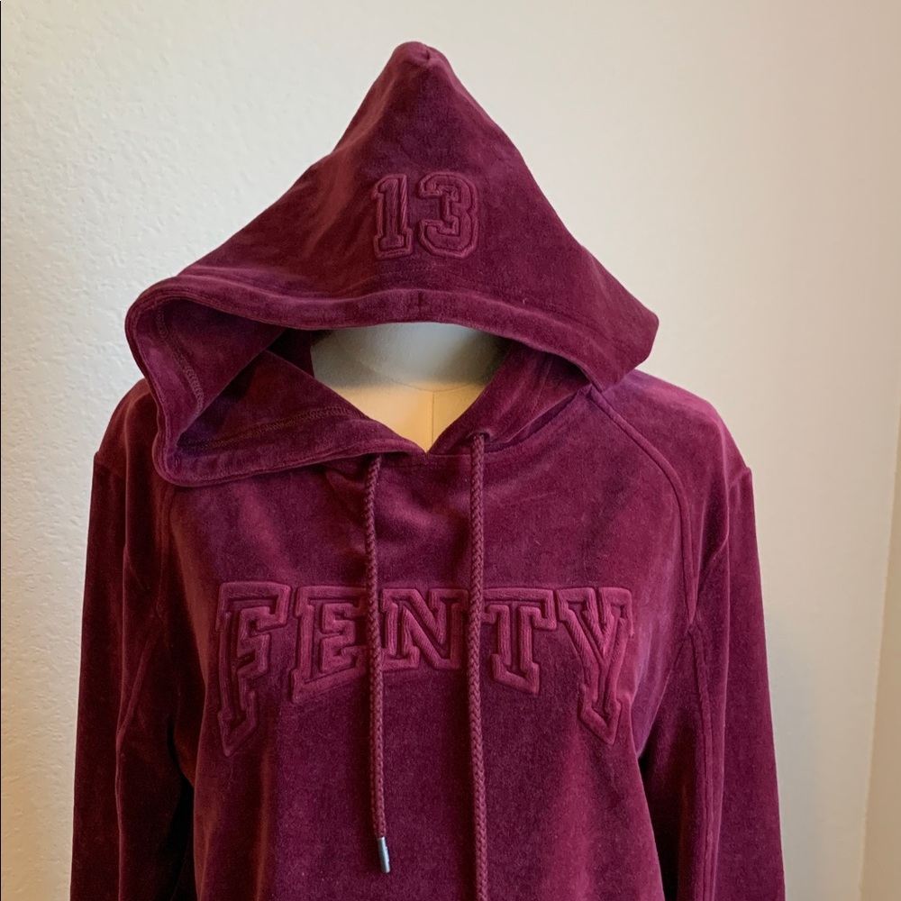 Puma by Fenty Rihanna XL Women's Velour Burgundy Hoodie Excellent Condition - Picture 4 of 10